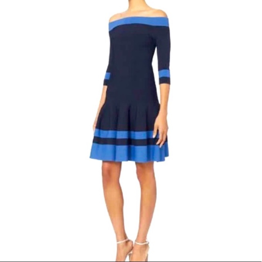 Jonathan simkhai navy & blue off shoulder dress